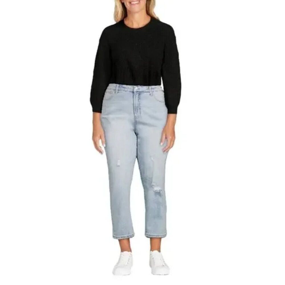 OAT NY High Rise Straight Ankle Light Blue Jeans Womens NWT, Size 18W - Picture 3 of 5